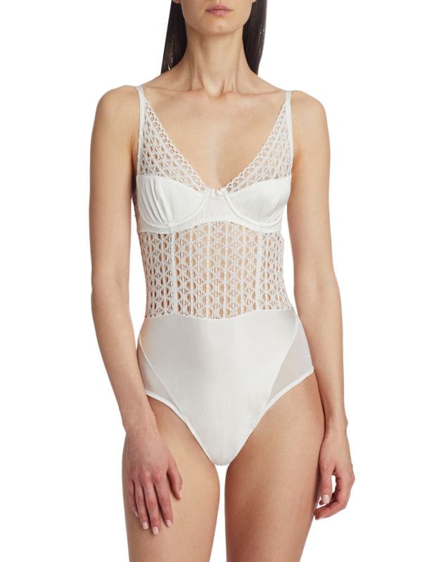 Kiki de Montparnasse Macrame Stretch Lace Bodysuit